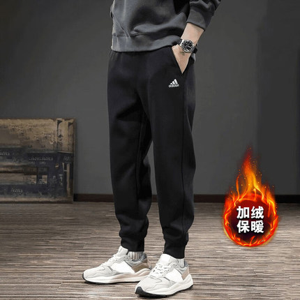 阿迪达斯男裤束脚长裤子正品2025冬季保暖休闲运动裤针织裤IB2769