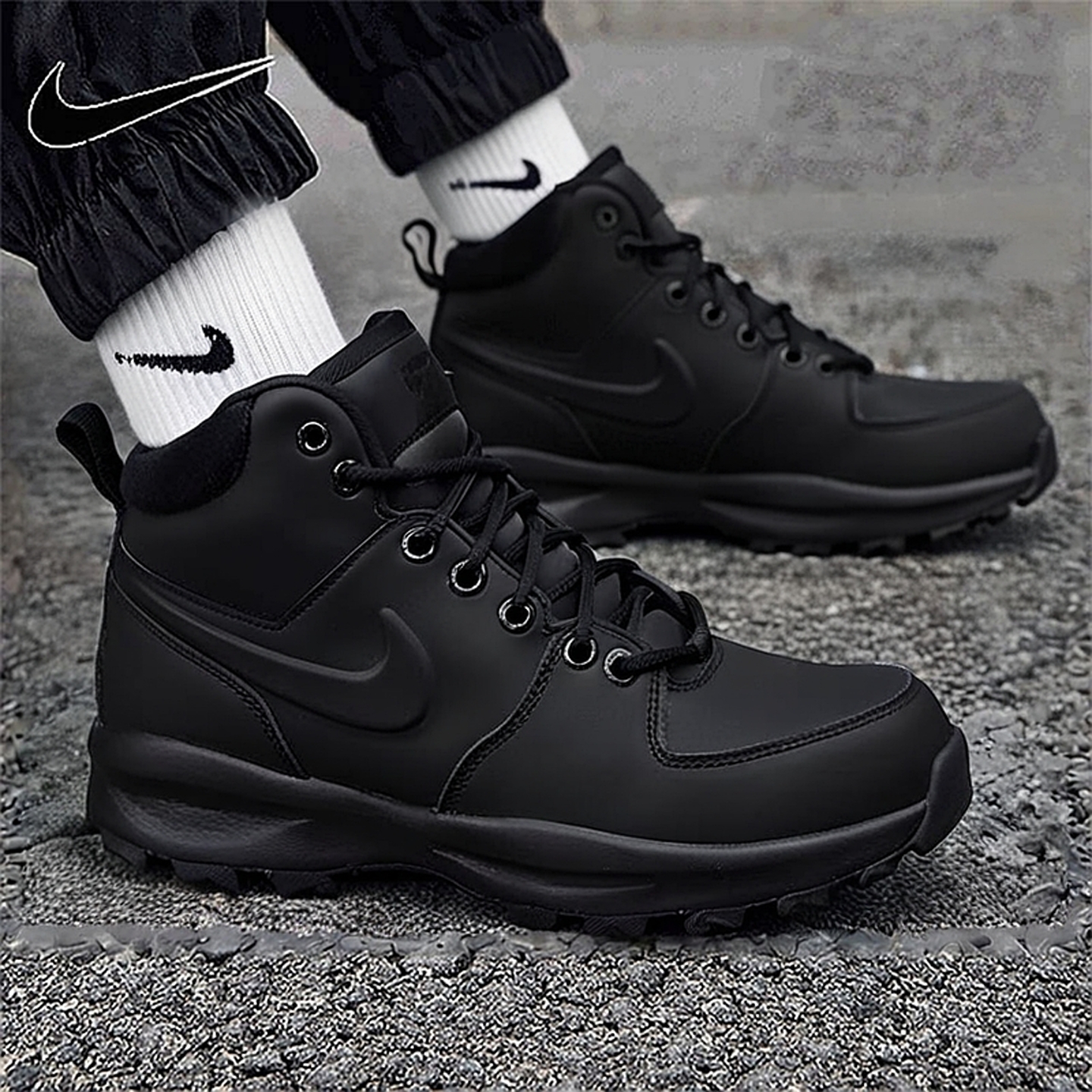 Nike耐克男鞋25冬季新款潮流黑色运动鞋缓震抓地中帮网球鞋HF7095