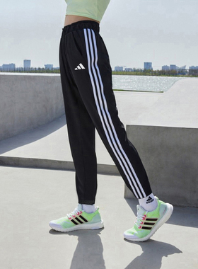 阿迪达斯官方正品梭织长裤女款2025冬季新款束脚运动休闲裤JI8313