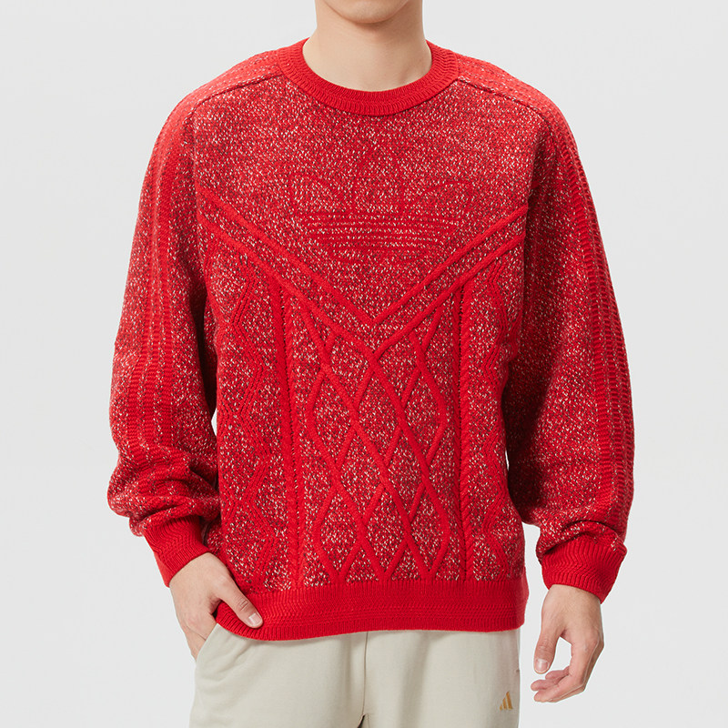 阿迪达斯（adidas）三叶草毛衣男女装 26夏新年款圆领针织衫套头