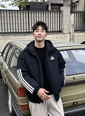 阿迪达斯男装短款羽绒服厚外套25冬季运动服户外保暖夹克JG3845