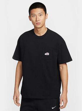 NIKE耐克短袖男装T恤25夏新款透气运动服黑色圆领半袖IB1383-010