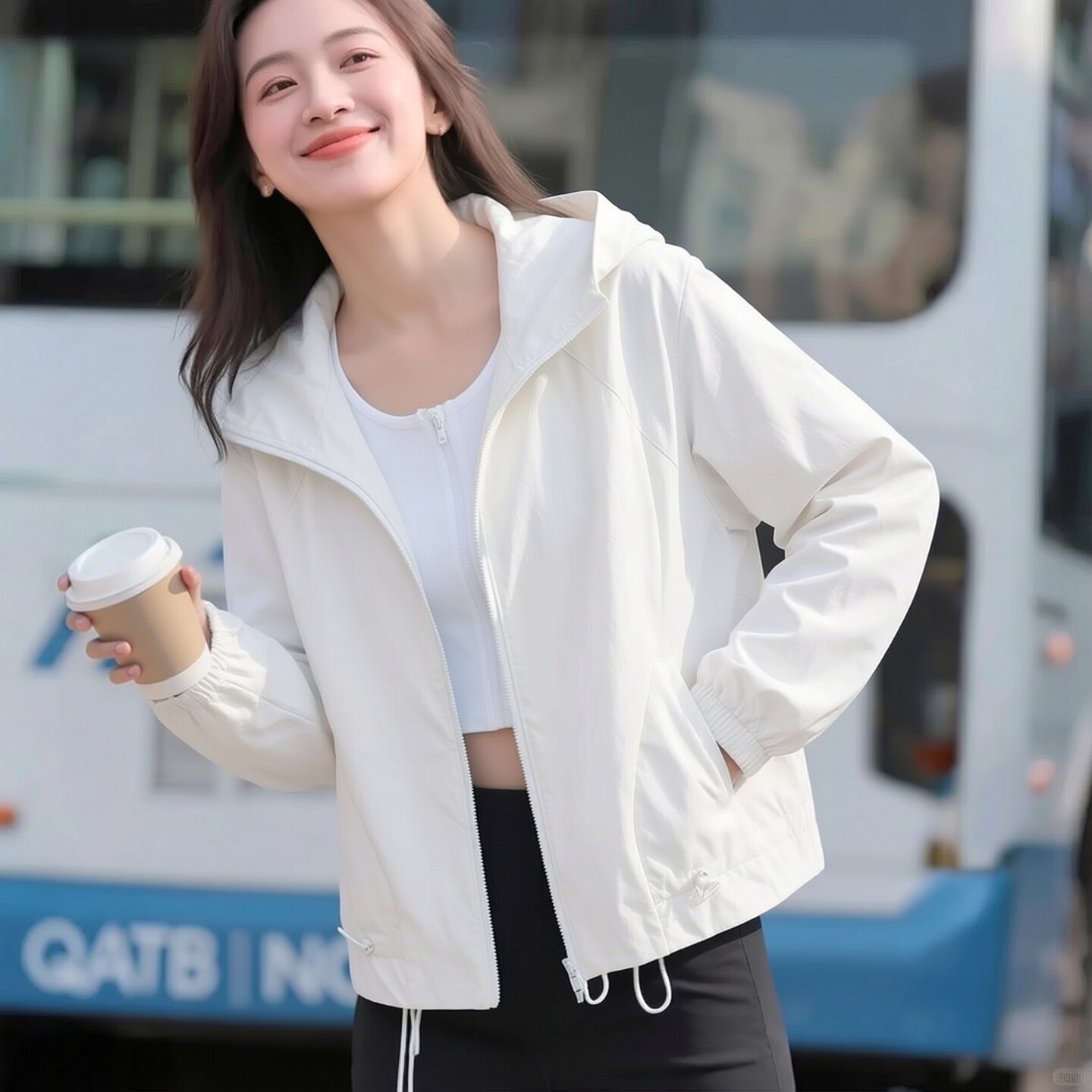 阿迪达斯外套女装秋季薄款清凉白色夹克2026新款梭织连帽运动上衣图片