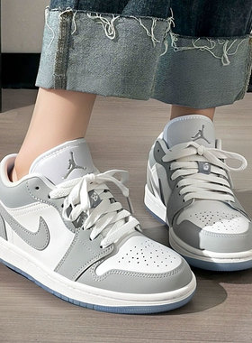 NIKE耐克AJ 1休闲女鞋26夏新款灰色低帮复古板鞋运动鞋DC0774-105
