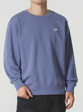 NIKE耐克男装圆领卫衣蓝色25冬季新款休闲运动服套头衫FN3889-499