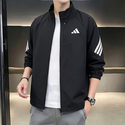 阿迪达斯男装梭织立领夹克外套26夏季新款跑步健身运动服JZ7717