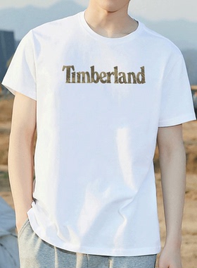 Timberland添柏岚短袖男冬季新款白色宽松半袖纯棉透气运动T恤潮