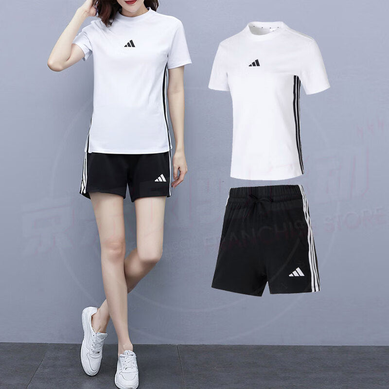 阿迪达斯女装冬季黑色跑步运动套装两件套25新款短袖T恤休闲短裤,运动服/休闲服装,运动套装,淘宝优惠券,粉丝福利购,淘宝优惠卷