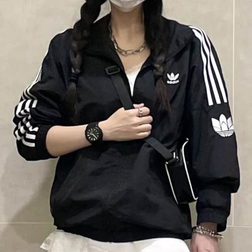 阿迪达斯三叶草立领夹克外套男女装冬季新款梭织轻薄运动服JL8396