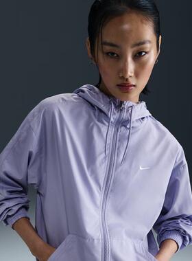 Nike耐克紫色外套女装25冬季新款户外连帽夹克运动服FV6299-533