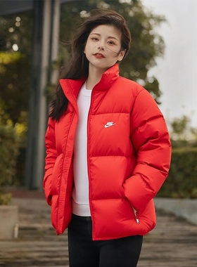 Nike耐克男装红色短款羽绒服冬季加厚保暖立领厚外套FZ5029-657