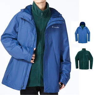保暖加绒防风登山服WE0572 哥伦比亚冲锋衣男户外三合一外套秋季