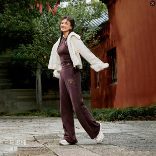 马思纯同款白色毛领外套阿迪达斯新年款短款女装26春季上衣KH2662