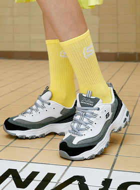 Skechers斯凯奇拼接厚底老爹鞋女 26秋潮流运动熊猫鞋 14906-BKGY