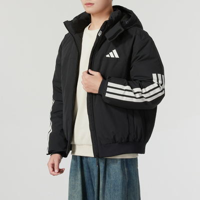 阿迪达斯羽绒服男装冬季新款运动连帽加厚短款外套JG3845