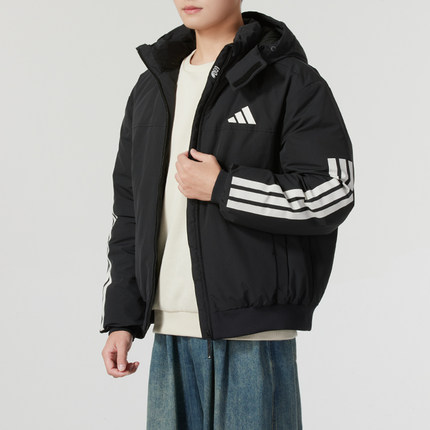 阿迪达斯羽绒服男装冬季新款运动连帽加厚短款外套JG3845