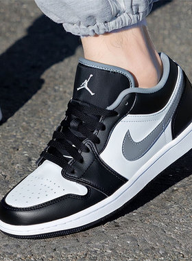 NIKE耐克男鞋灰色滑板鞋2025新款大勾AJ1篮球休闲鞋低帮耐磨轻便