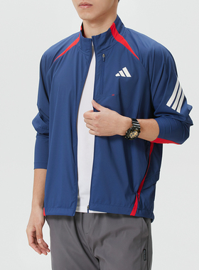 adidas阿迪达斯男装梭织夹克外套2026春新款蓝色跑步运动服KA8725
