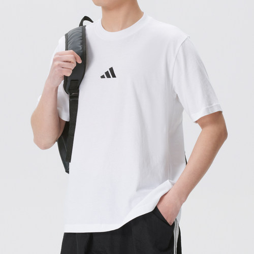 阿迪达斯男子圆领白T恤26夏季新款M SL SJ T运动休闲短袖JF1092