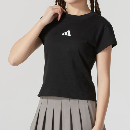 adidas阿迪达斯短袖T恤女装新款修身圆领透气运动休闲半袖 JE4000