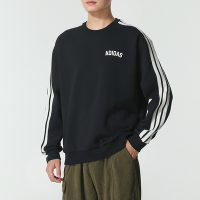 阿迪达斯adidas男装25冬季新款保暖运动休闲圆领卫衣套头衫KC2850