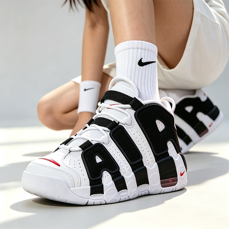NIKE耐克大童女鞋皮蓬AIR MORE UPTEMPO复古中帮休闲篮球运动鞋