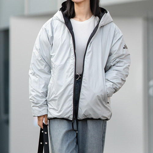 阿迪达斯女装短款羽绒服2026新款夏季保暖外套两面穿运动服KC2490