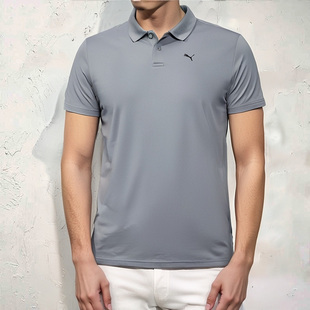 灰色透氣T恤運動服528699 PUMA彪馬男裝 新款 25夏季 短袖 POLO衫
