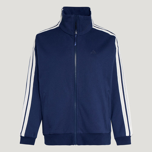 adidas阿迪达斯蓝色三条纹休闲外套女装2026春女立领夹克 KS2816