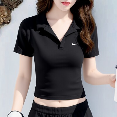 NIKE耐克POLO衫女装2026秋季新款短袖上衣运动休闲短款T恤 DV7885
