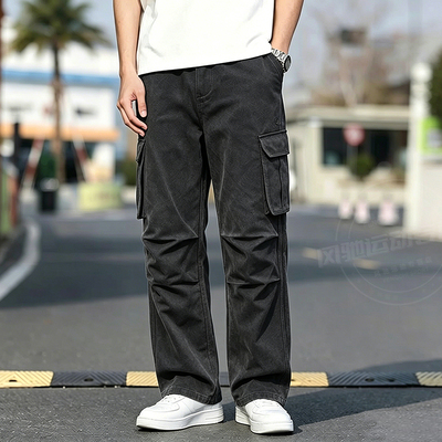 adidas三叶草男子工装风梭织运动裤宽松休闲长裤KR5043