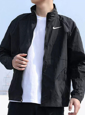 耐克男子健身训练服黑色立领夹克外套26新款跑步梭织运动服DM6620