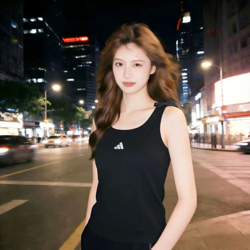 adidas阿迪达斯女装黑色针织背心26秋季新款跑步吊带运动服KS5318