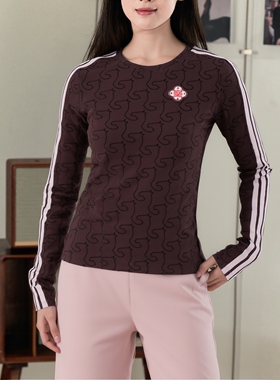 adidas阿迪达斯新年款26新款女装运动休闲修身长袖圆领T恤 KW4678