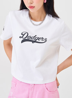 美职棒MLB短袖女款白色学院风印花25冬季休闲运动T恤3FTSV1253