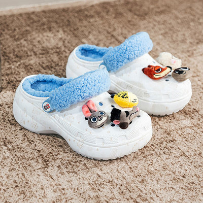 卡骆驰女鞋棉拖鞋25秋冬保暖云朵洞洞鞋厚底包头加绒拖鞋211751