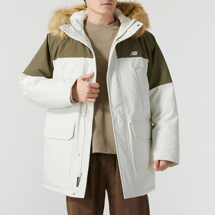 NEW BALANCE羽绒服男装25冬季nb运动服连帽保暖毛领外套AMJ44300