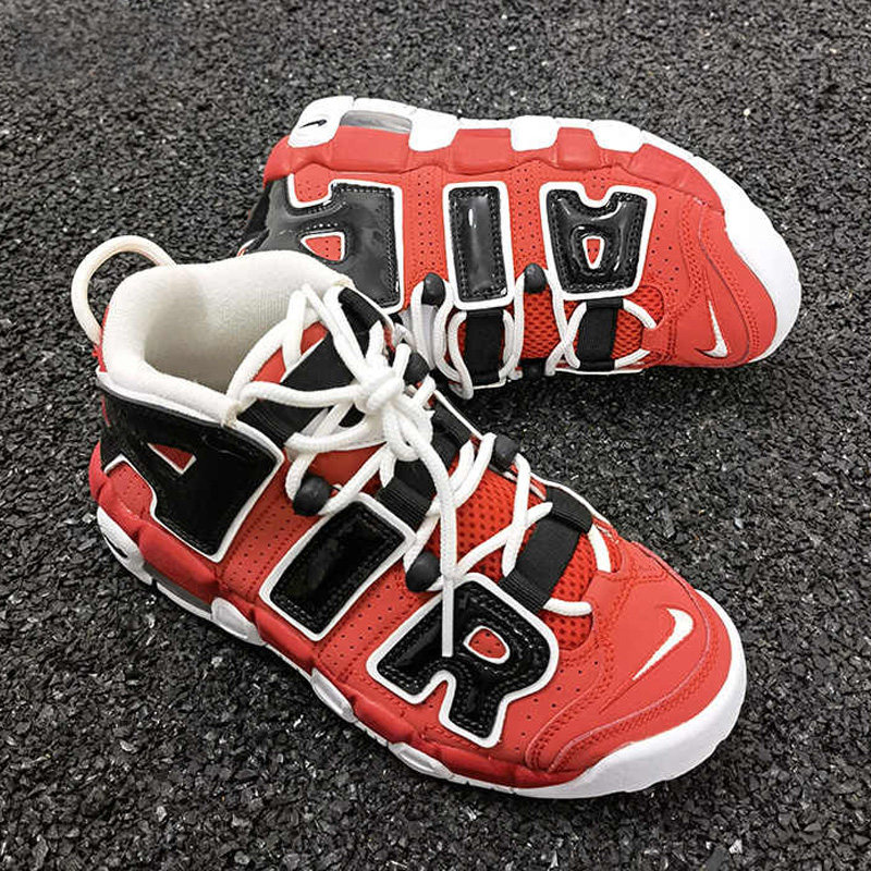 Nike耐克2026夏新款大童黑红皮蓬大Air高帮复古篮球鞋 415082-600图片