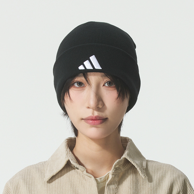 adidas阿迪达斯绒线帽2025冬季男帽女帽运动休闲骑行针织帽JM0428