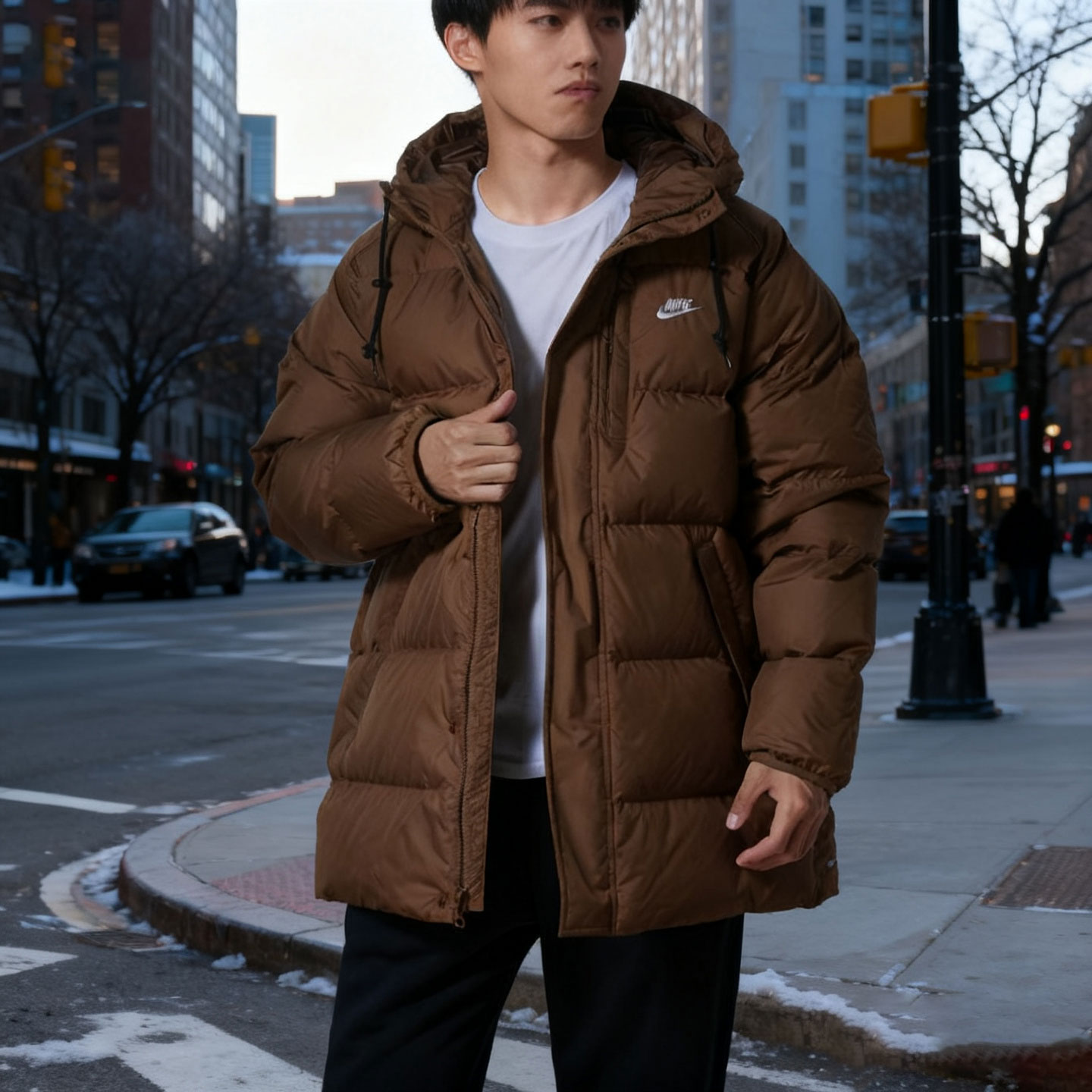 耐克羽绒服男士25冬季新款运动服防风加厚中款连帽外套IB2974-235