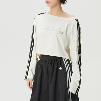 阿迪达斯女装长袖T恤2026春季新款休闲跑步运动服套头衫KX8971