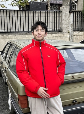阿迪达斯本命年红色棉服男新年款棉袄双面穿运动服外套女KA0822