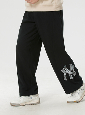 MLB针织长裤子男女裤春季黑色直筒裤跑步运动裤休闲裤3APTM0261