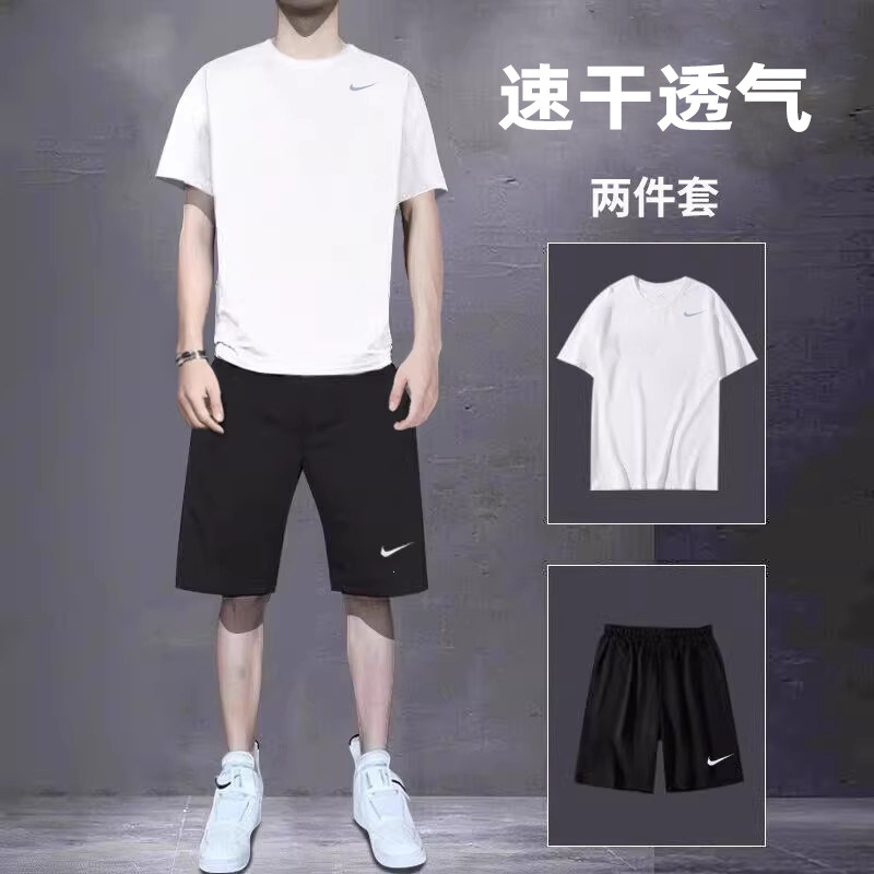 耐克正品短袖短裤运动套装男跑步服春季新款男士T恤五分裤两件套