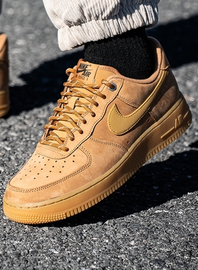 Nike耐克男鞋厚底板鞋AIR FORCE 1 07 WB空军一号黄色运动鞋CJ917