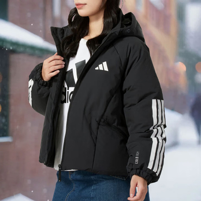 阿迪达斯女装黑色短款羽