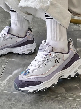 斯凯奇熊猫鞋女鞋紫色奶茶熊官方旗舰厚底老爹鞋冬季运动鞋休闲鞋