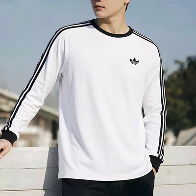 adidas阿迪达斯三叶草男装白色长袖T恤26新款健身衣运动服KE3545