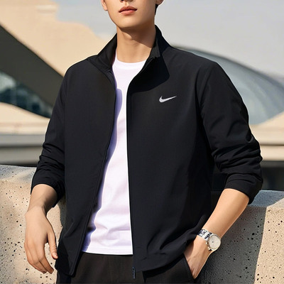 NIKE耐克梭织夹克男子运动服休闲上衣宽松男士立领速干外套FB7500