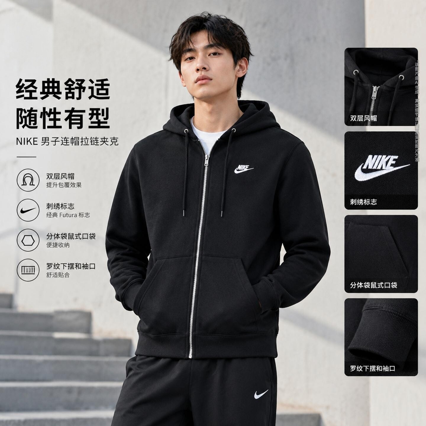 耐克NIKE连帽外套男装2026秋季新款跑步开衫卫衣正品休闲运动服